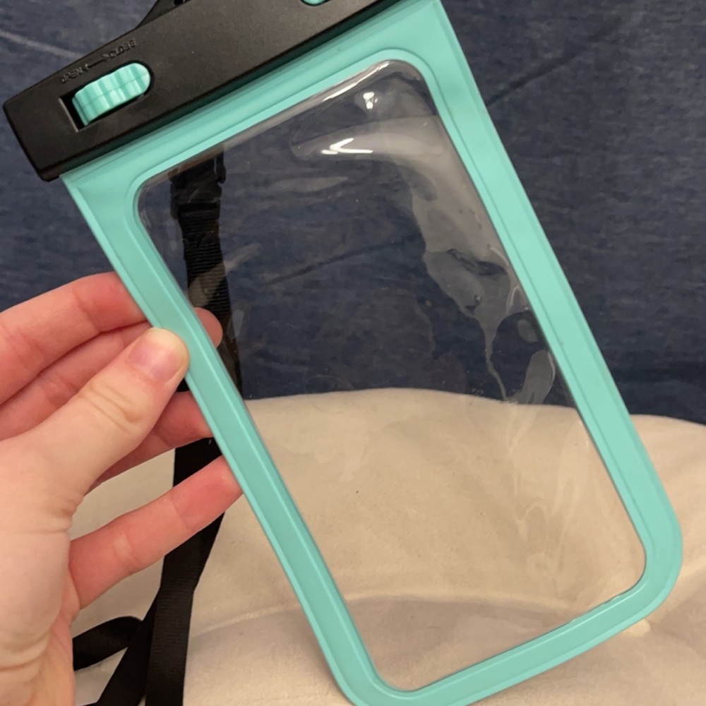 Blue phone holder